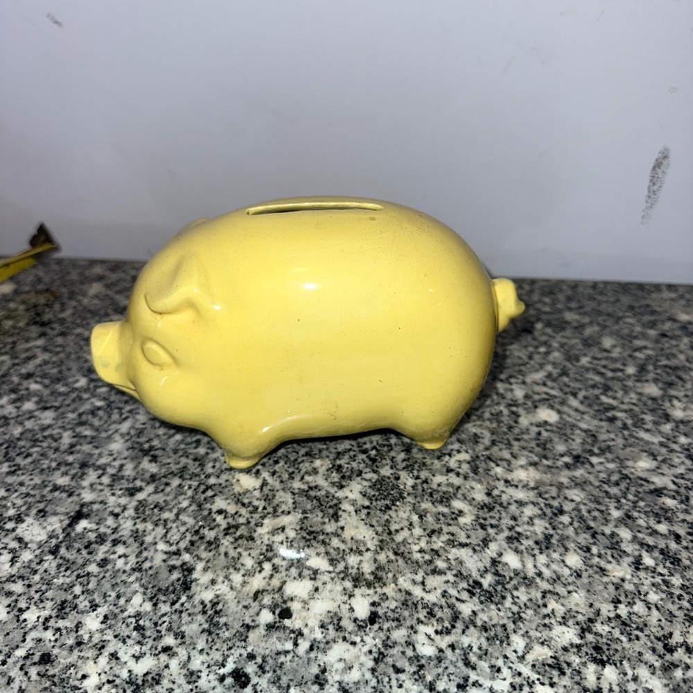 Unbranded Vintage Piggy Bank Unisex OS Yellow Ceramic